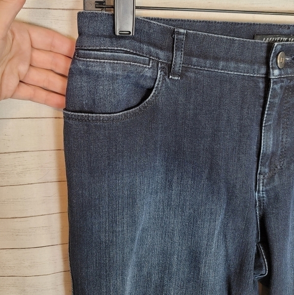LAFAYETTE 148 NEW YORK DARK BLUE BOOT CUT JEANS, SZ 4 - Picture 4 of 10